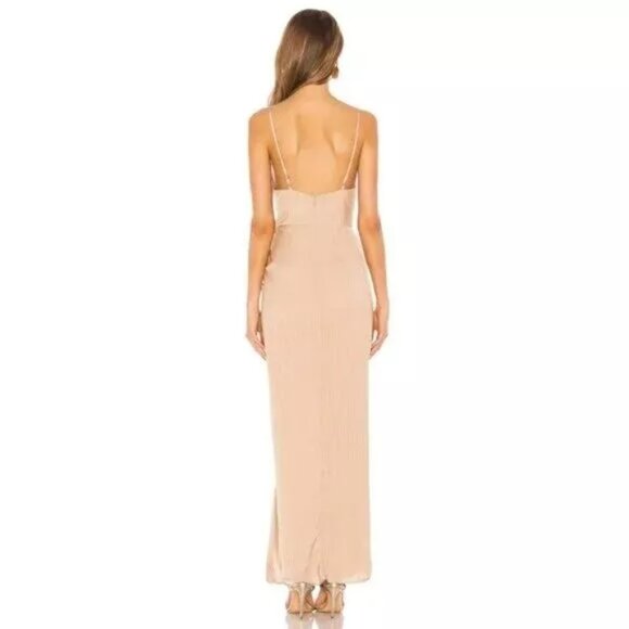 NWT NBD Davis Gown Sleeveless Slit Cowl Neck Maxi Dress Nude Small - Picture 12 of 12